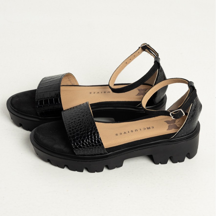 .Sandale - Friday -  Croco Black 2.0